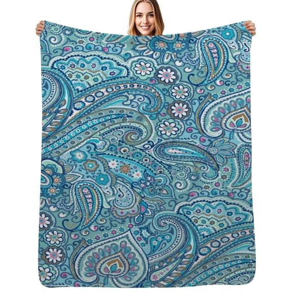 Flower Polka Dot Paisley Flannel Blanket Warm Soft Bedding Throws Winter Camping Chair Sofa Bed