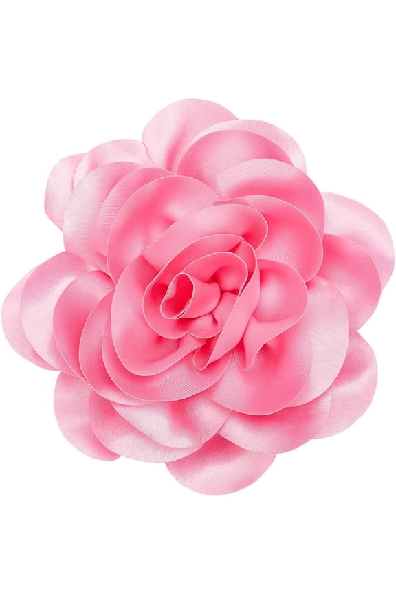 Flower Polyester Brooches with Iron Pins Pink 178x200x45mm