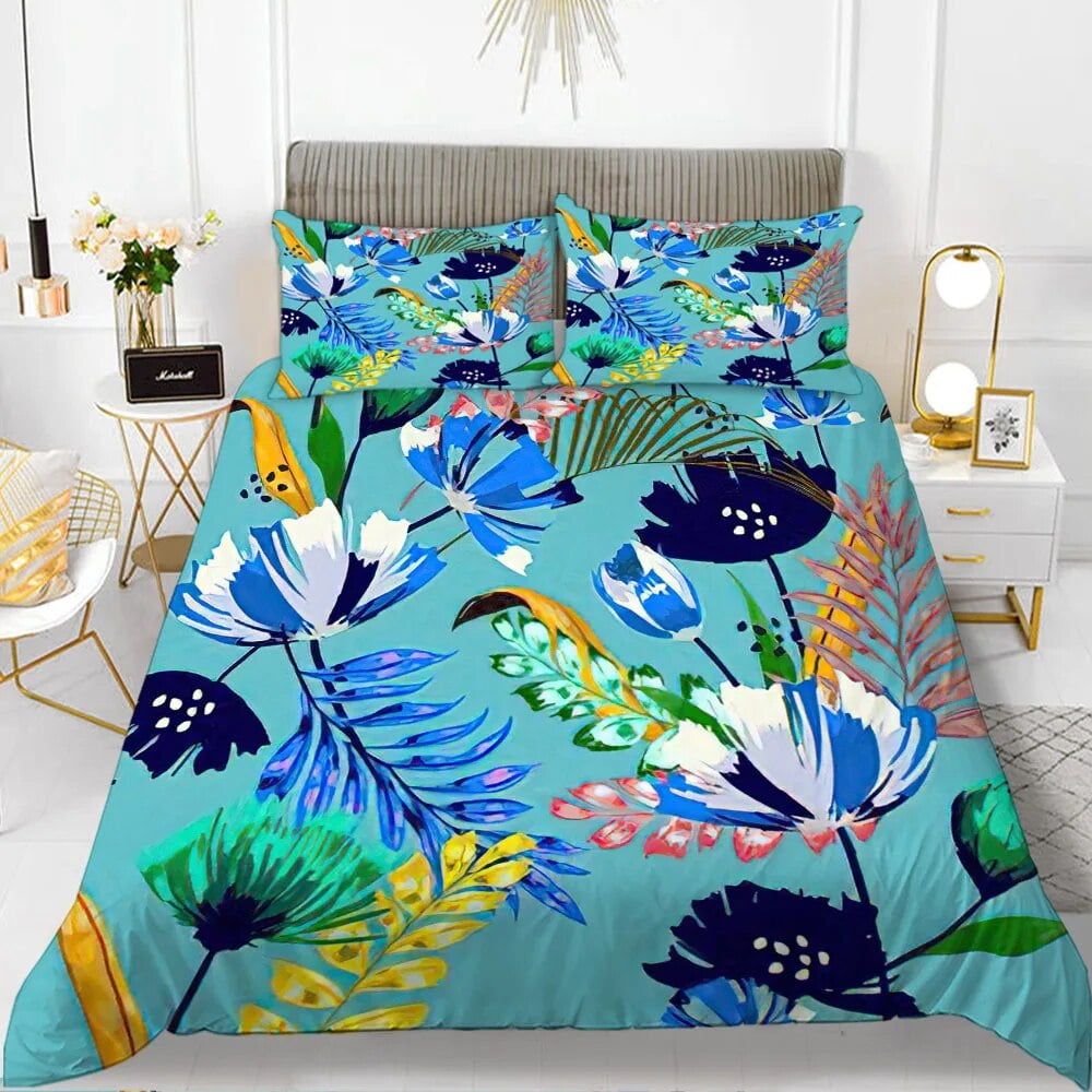 Flower Polyester Duvet Cover Set Pink Red Flowers Romantic with