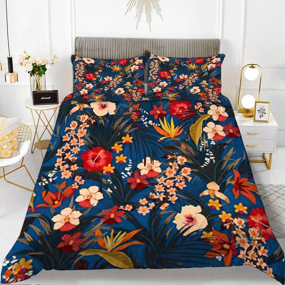 Flower Polyester Duvet Cover Set Pink Red Flowers tic with Inspired