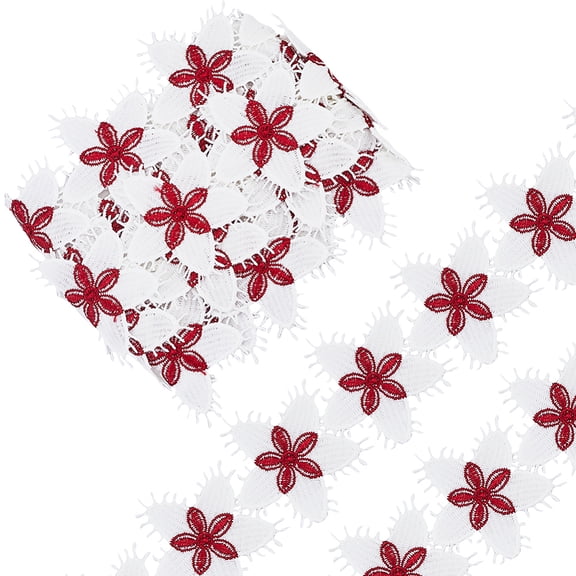 Flower Polyester Eyelash Lace Trim Ribbon Clothes Accessories FireBrick 2-3/8 inch(60mm)