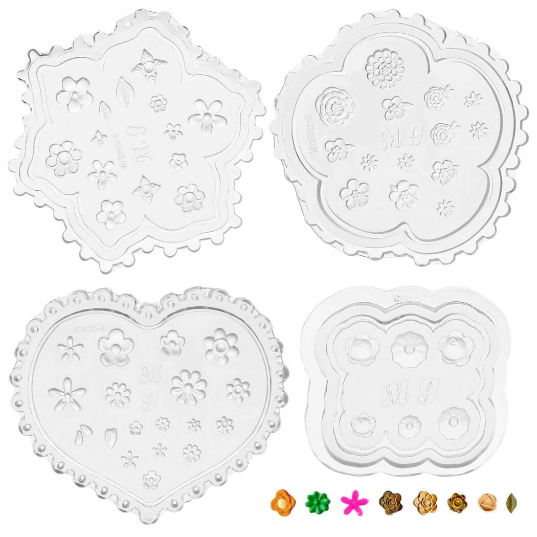 Flower Polymer Clay Molds, 4 PCS Flower Leaf Clay Molds, Daisy Miniature Clay Molds, Silicone