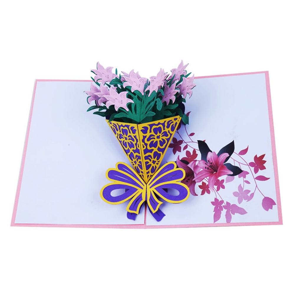Flower Pop Up Cards 3D, Flower Bouquet Greeting Card with Envelopes for ...