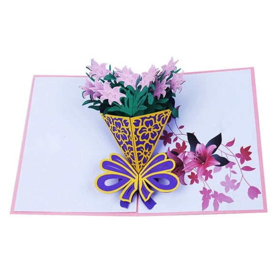 Flower Pop Up Cards 3D, Flower Bouquet Greeting Card with Envelopes for All Occasions, Flower Cards for Thanksgiving Birthday Christmas Congratulations Valentine's