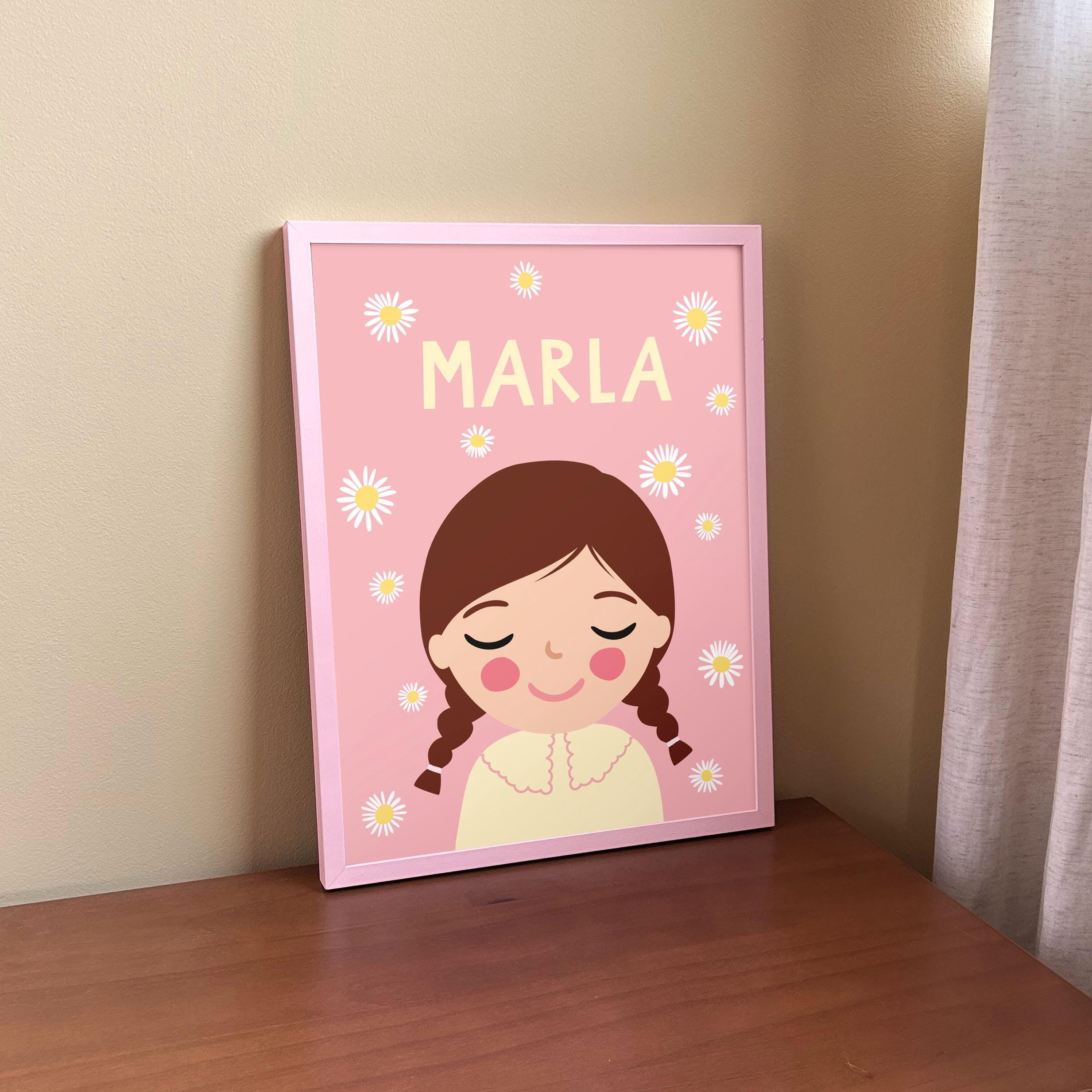 Daisy Rint Flower Portrait Girl Hair With Daisy Nursery Art With Name Poster ...