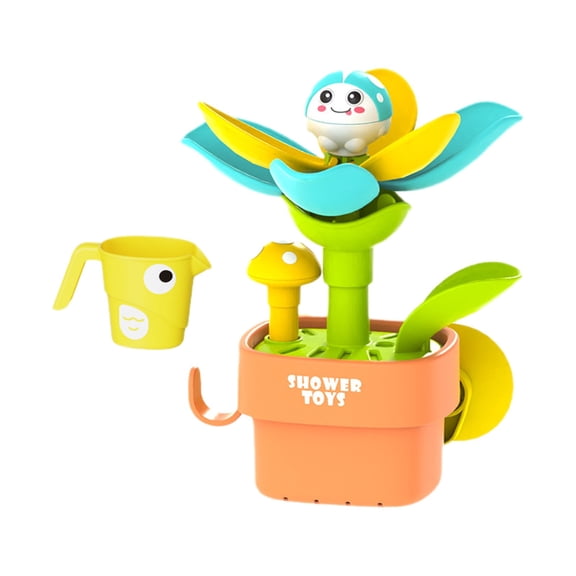 Flower Pot Bath Toy and Watering Cup, Interactive Bath Toys with Strong Suction Cups for Over 18 Months Old