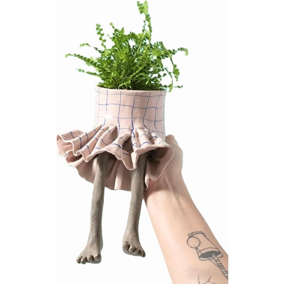 Flower Pot Creative Human Shaped Planter Pot, Cute Sitting Figure Succulent Flower Pot, Funny Resin Plant Holder for Indoor Home Decor, Unique Gift for Plant Lovers