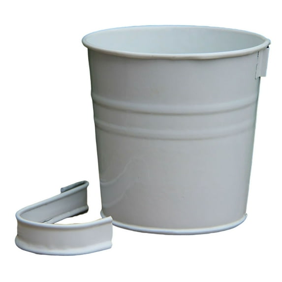 Flower Pot Detachable Metal Iron Bucket Shape Wall Hanging Planter with Hook Home Decor-White,One Size