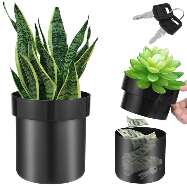 Flower Pot Diversion Safe with 2 Key Lock, Secret Hidden Safe Lock Box
