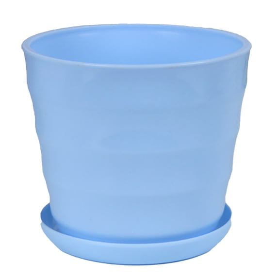 Flower Pot with Drainage Hole & Saucer - Thickened Resin/Plastic Planter for Indoor Outdoor Plants, Modern Decorative Container for Living Room Garden
