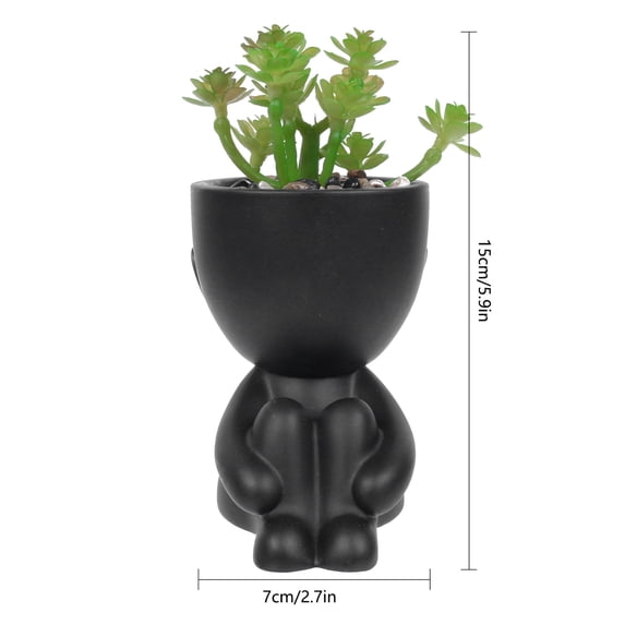 Flower Pot Face Planter for Succulents and Cactus – 5.9 x 2.7in Indoor Home Decoration with Drainage Hole and Stable Base()
