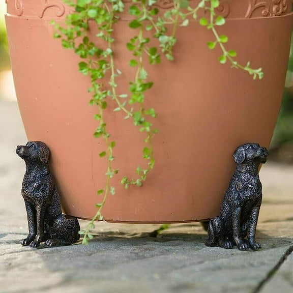 Flower Pot Feet Animal Figures Plant Pot Feet for Outdoor Planters Support 3pcs Pack Animal Statues Plant Stand Resin Pot Feet Planter Risers Flower Pot Holder Elevator (Dog2)
