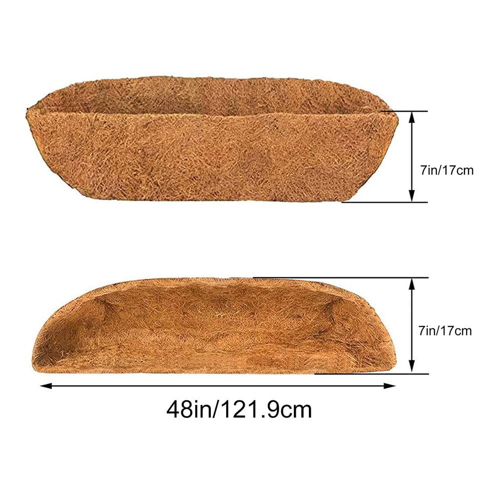 Flower Pot Hanging Basket Planter Basket Coco Liner Trough Coconut Fiber 24/30/36/48 Inches Half Moon Wall-Mounted Garden