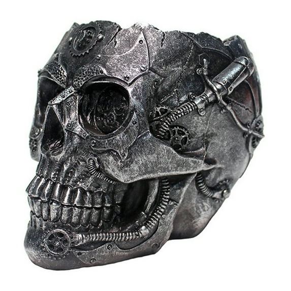 Flower Pot Happydeer Skull Flower Pot Hand-Painted Resin Gothic Planter Decorative Flower Pot Candy Bowl for Home Office Halloween Decor (Black)