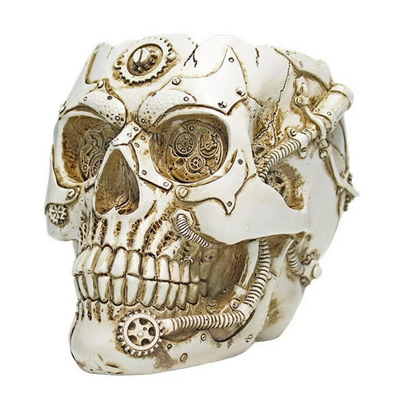 Flower Pot Happydeer Skull Flower Pot Hand-Painted Resin Gothic Planter Decorative Flower Pot Candy Bowl for Home Office Halloween Decor (White)