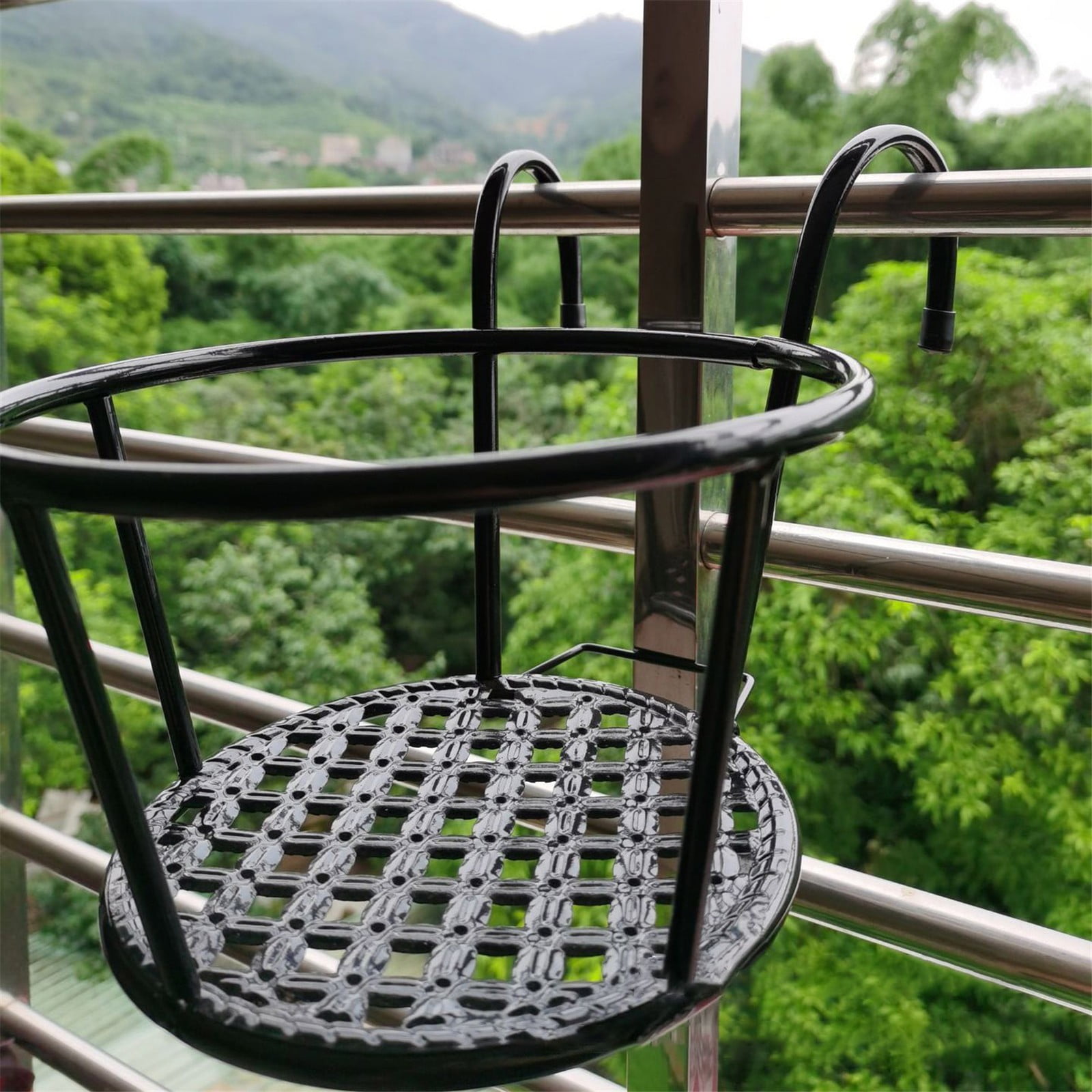 Flower Pot Holder Hanger Potted Rack Over The Rail Fence Pots Stand For ...