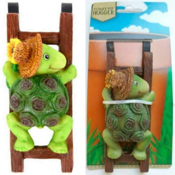 Flower Pot - Hugger Figurine - Turtle (2 Pcs) Garden Decor - Get All The Fun Collections of Pot Pal Climbers - Hanging Planter Decorations - Patio Decor - Yard Decor