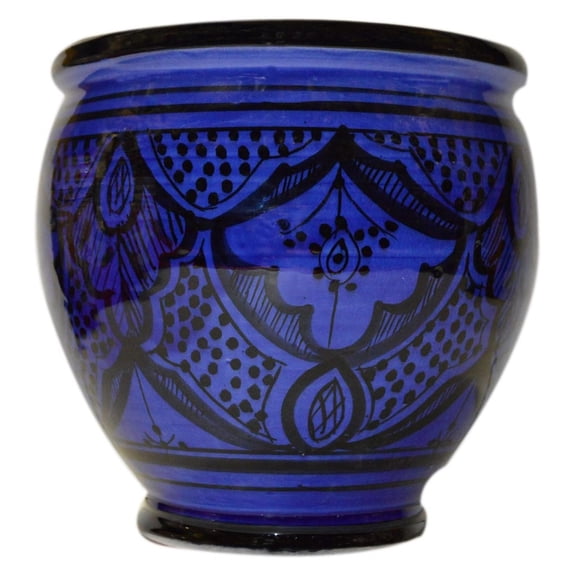 Flower Pot Moroccan Spanish Garden Drain Hole Ceramic Planter Handmade Multicolored