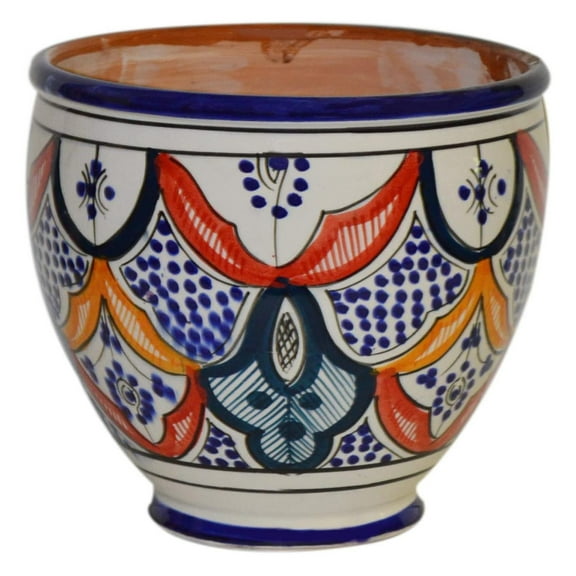 Flower Pot Moroccan Spanish Garden Drain Hole Ceramic Planter Handmade