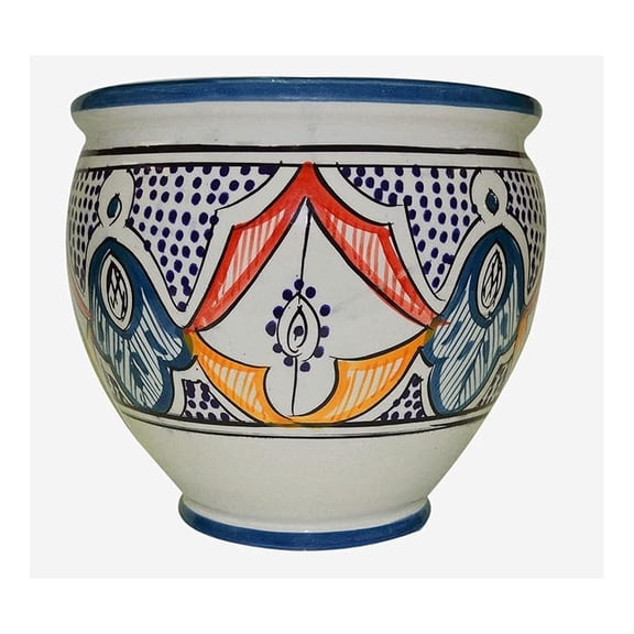 Flower Pot Moroccan Spanish Garden Drain Hole Ceramic Planter Handmade
