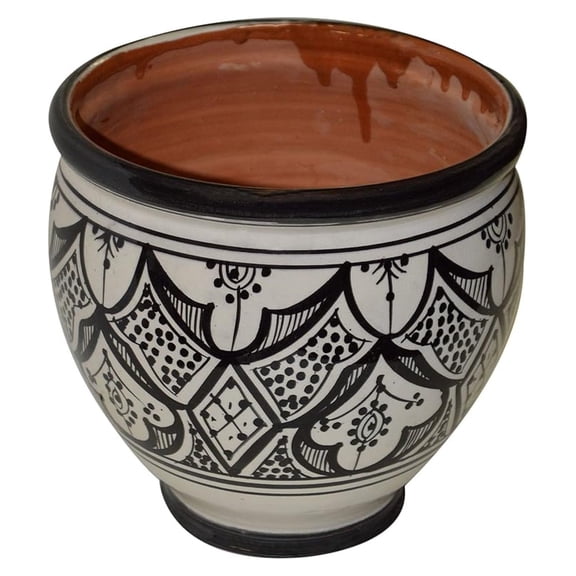 Flower Pot Moroccan Spanish Garden Drain Hole Ceramic Planter Handmade