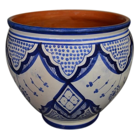 Flower Pot Moroccan Spanish Garden Drain Hole Ceramic Planter Handmade