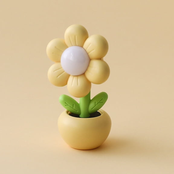 Flower Pot Night Light Cute Design Warm LED Flexible Hose 50-60 Minutes 4.5mAh Button Battery 5.4x5x10cm for Girl Gift Bedside Table Decoration Portable Eye Protection Adjustable Angle Mini Lamp