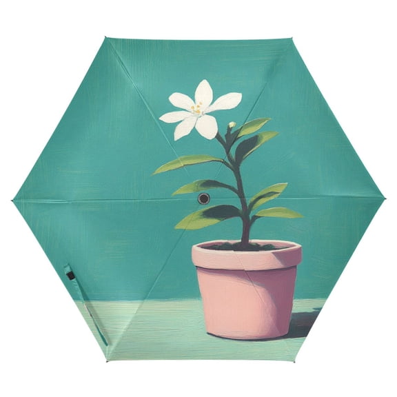 Flower Pot Pattern Design UV50+ Sunscreen Portable Umbrella, Waterproof, Ultra Lightweight 240g