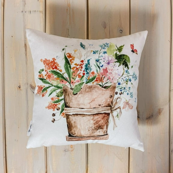Flower Pot | Pillow Cover | Orange Floral | Throw Pillow | Pillow | Accent Pillow Covers | Aesthetic Room Decor | Country Decor | Gift
