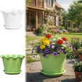 thumbnail image 1 of Flower Pot,Plant Container,Ruffled Planter Plastic With Drainage Tray Breathable Structure For Indoor And Outdoor Planting(Green), 1 of 7
