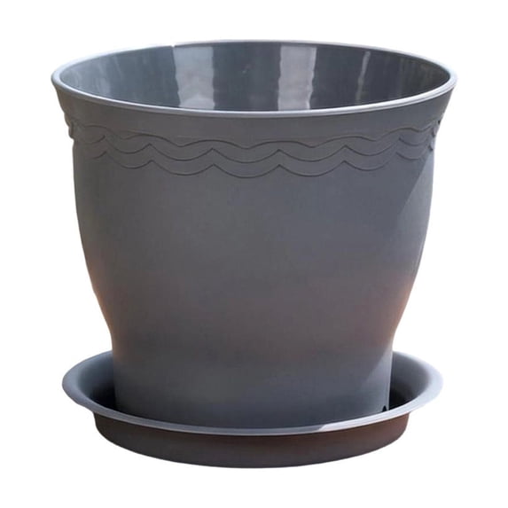 Flower Pot, Plastic Planter with Scalloped Rim and Removable Matching Base Tray for Live Plants and Succulents, Breathable Home Decor Planter for Indoor/Outdoor Use, 5.2 X 4.7 Inches
