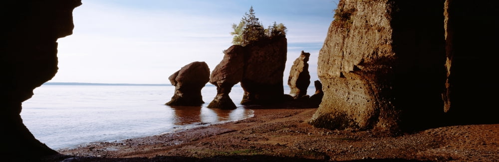 Flower Pot Rocks On The Beach Hopewell Cape New Brunswick Canada Canvas Art - Panoramic Images (36 x 12)