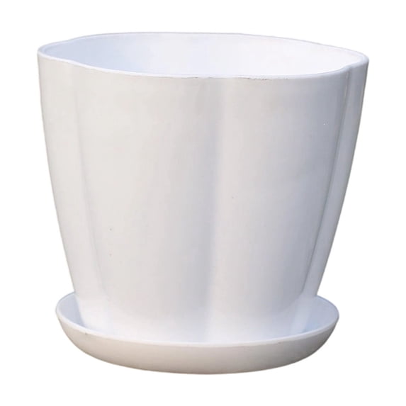 Flower Pot,Solid Color Irregular Edge Design Planter with Non-slip Base for Balcony Living Room Patio,White