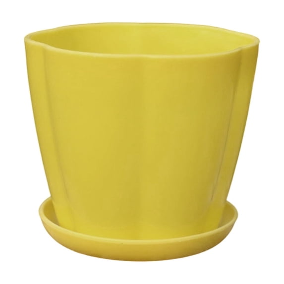 Flower Pot,Solid Color Irregular Edge Design Planter with Non-slip Base for Balcony Living Room Patio,Yellow