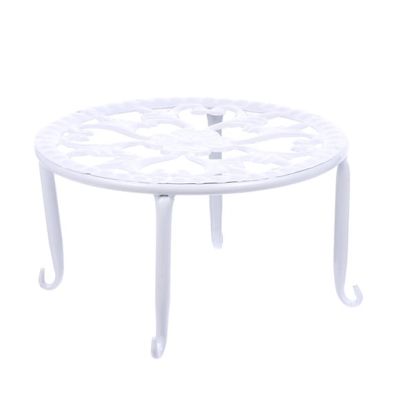 White Indoor Flower Pot Stand with Mid-Level Plant Rack and Decorative Ornament Tray