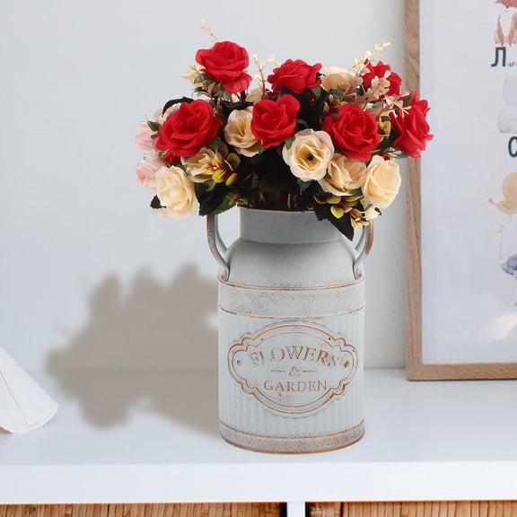 Farmhouse Flower Pot Water Pitcher Vase Antique Metal Bucket Small Galvanized Sheet Planter for Decor