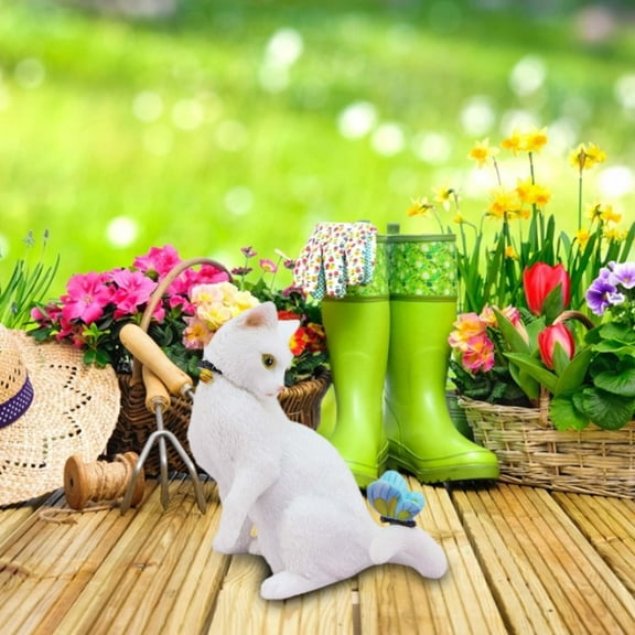 Flower Pot for Landscaping and Car Decoration with Micro Resin Cat Figurine – Cute Flower Pot Décor for Home Garden Desk and Hangs