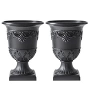 DR.Planzen 2 Pack 16 x 12 Inches Classic Urn Planter, Plastic Flower Pots for Indoor & Outdoor Use, Lightweight Planters for Garden, Patio, Porch, Wedding & Eve