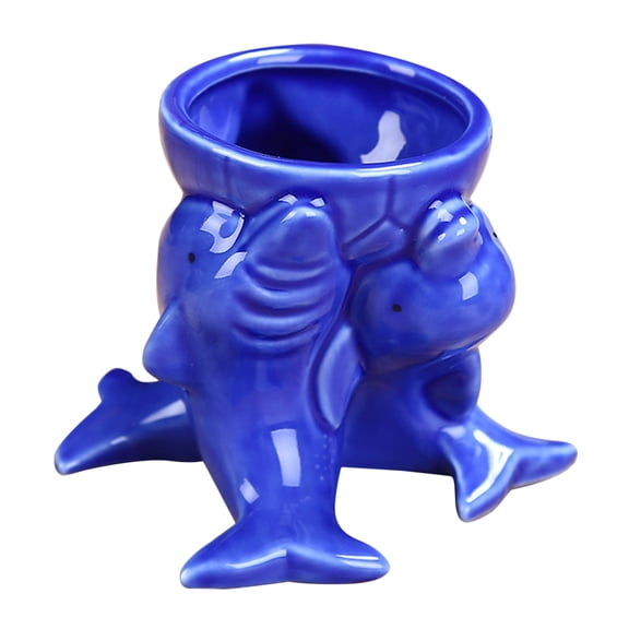 Supvox Ceramic Dolphin Top Ball Flower Pot, Blue, Desktop and Floor, Durable, Breathable