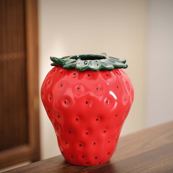 Flower Pots 2 | Strawberry Vase Home Decoration Vase Ceramic Flower Rack Dry Flower Pot Strawberry Ceramic Vase for Indoor Spaces Platform Strawberry Vase for Flowers Red Strawberry Ceramic Vase