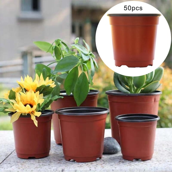 Flower Pots - 50 Packs Reusable Nursery Containers with Holes for Succulents Seedlings Cuttings and Transplanting