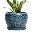 thumbnail image 1 of Flower Pots 6 inch Round Ceramic Planter with Drainage, Modern Pot for Indoor Plants, for Living Room & Office Desk Decor, stone blue-gray, 1 of 6