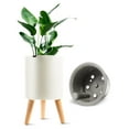 thumbnail image 1 of Flower Pots - 7. inch Plastic Plant Pots - Self Watering Planter with Stand, Modern Planter for Home & Garden, 1 of 6