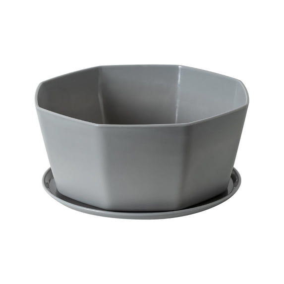Flower Pots,8.2 x 3.5 Inch Gray Beautiful Plastic Flower Planter Pot with Drip Hole and Tray,Suitable Small Flower Plants Succulent Plants,Great for Indoor Office Window Flower Planter Pots Decor