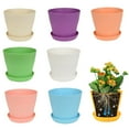 thumbnail image 1 of Artrylin Flower Pots,8Pcs Plastic Pots for Plants, 4.7in Indoor Pots for Plants with Drainage and Tray Saucer, for Flowers Herbs African Violets Succulents Orchid Cactus Indoor Outdoor, Mixed Color, 1 of 7