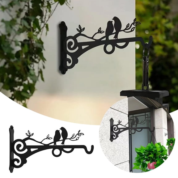 Multipurpose Hanging Brackets for Outdoor Indoor Use Heavy Duty Solid Steel Wall Mounted Hangers for Garden Flower Light Bird Feeder Versatile Wall,50.3 cmx11.7 cm,Black