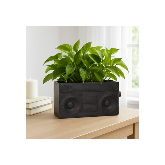 Flower Pots For Home Decor - Retro Boombox Planters And Plant Pots - Stylish Trendy Pots For Plants, Planters For Outdoor and Indoor Plants, Or A Unique Eye-Catching Plant Stand Indoor - 7", Gray