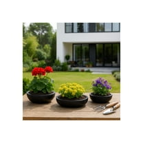 Flower Pots and Planters for Home Decor - Minimalist Pots for Indoor/Outdoor Plant Stands - Ideal for Succulents, Herbs, and Houseplants in Garden, Patio, or Living Room Set of 3 - 6", 5", 4" Black
