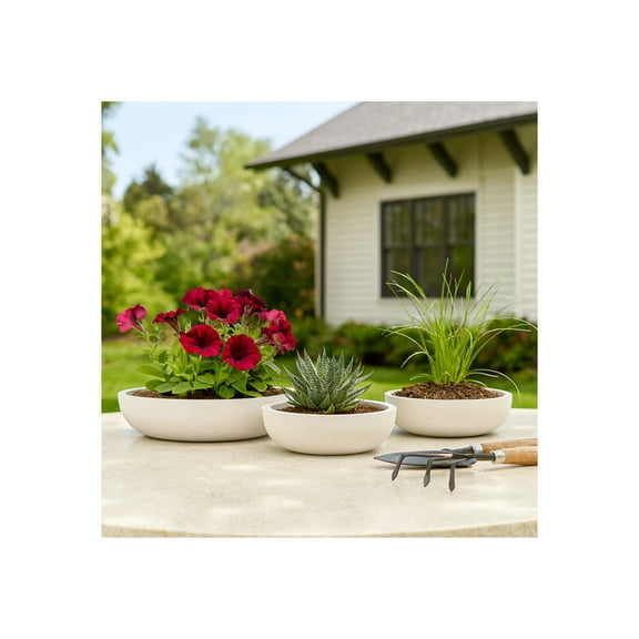 Flower Pots and Planters for Home Decor - Minimalist Pots for Indoor or Outdoor Plant Stands - Ideal for Succulents, Herbs, and Houseplants in Garden, Patio, or Living Room Set of 3 - 6", 5", 4" White