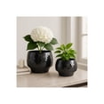 thumbnail image 1 of Round Mosaic Disco Mosaic Flower Pots for Home Decor - Modern Metal Planter for Indoor and Outdoor Styling - Plant Pots for Living Room and Garden Display - Set of 2, 9", 6", Black, 1 of 10